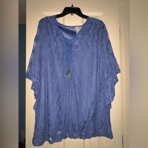 Periwinkle blouse with built-in tank top. Size 1X.